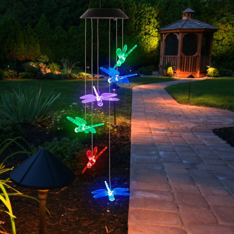 Solar Powered Dragonfly Lights Wind Chimes