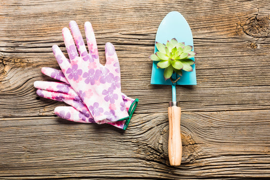 Garden Gloves Flower Pattern White Purple